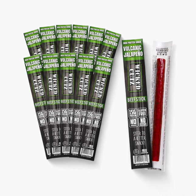WICKED CUTZ BEEF STICK 12/1.5OZ VOLCANIC JALAPENO