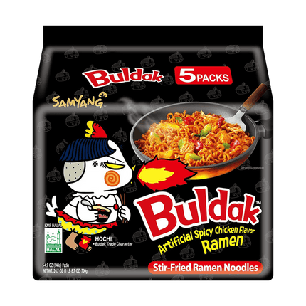 Samyang Buldak Spicy Ramen Noodles Hot Chicken Flavor 8/5PKS (140g)