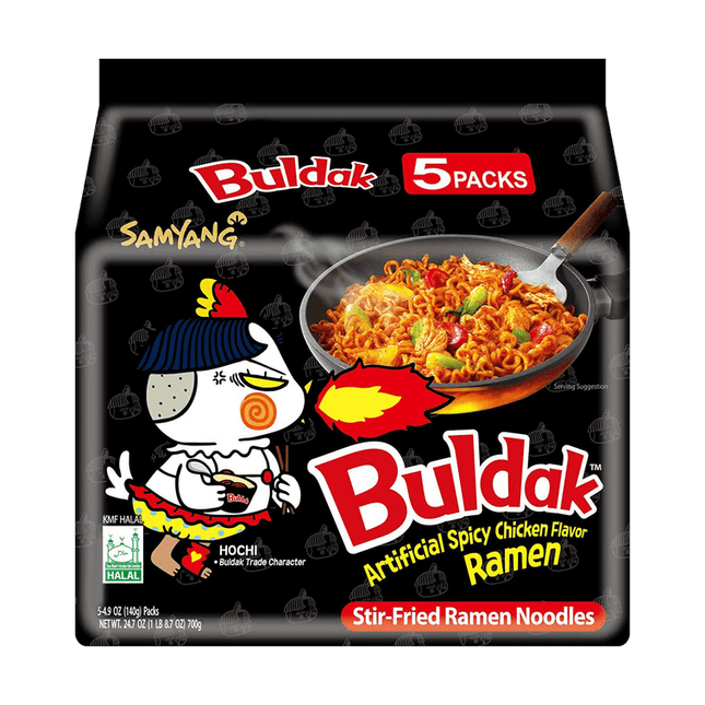 Samyang Buldak Spicy Ramen Noodles Hot Chicken Flavor 8/5PKS (140g)