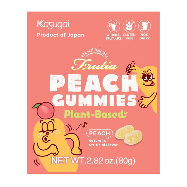 Kasugai Frutia Gummy Peach Plant Based 8/2.82OZ