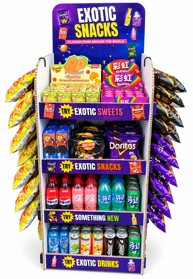 EXOTIC SNACKS DISPLAY - BEST SELLERS